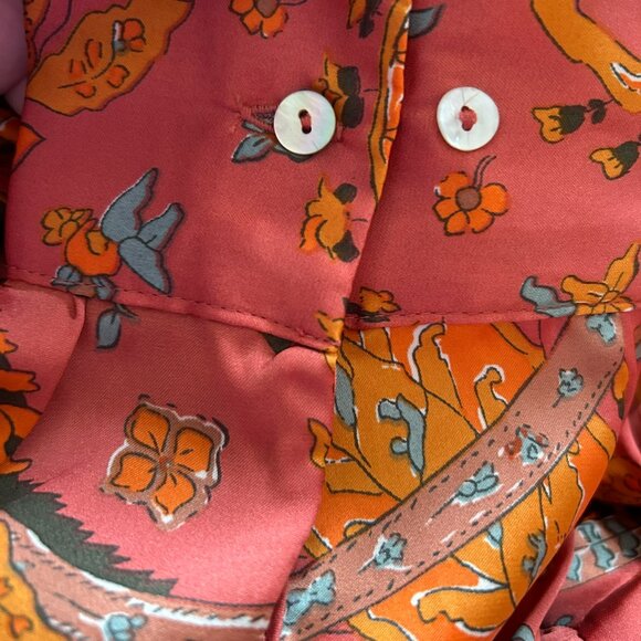 NWT Haver + Blair Burnt Orange Paisley Print Button-Up Blouse XL - Picture 8 of 16